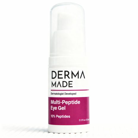 Derma Made Multi-Peptide Eye Gel – 10% Peptides Derma Made Multi-Peptide Eye Gel bottle with white background – firming peptide eye cream for dark circles, puffiness, and fine lines