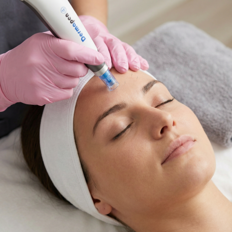 microneedling facial treatment using Dermapen 4 to stimulate collagen and improve skin texture